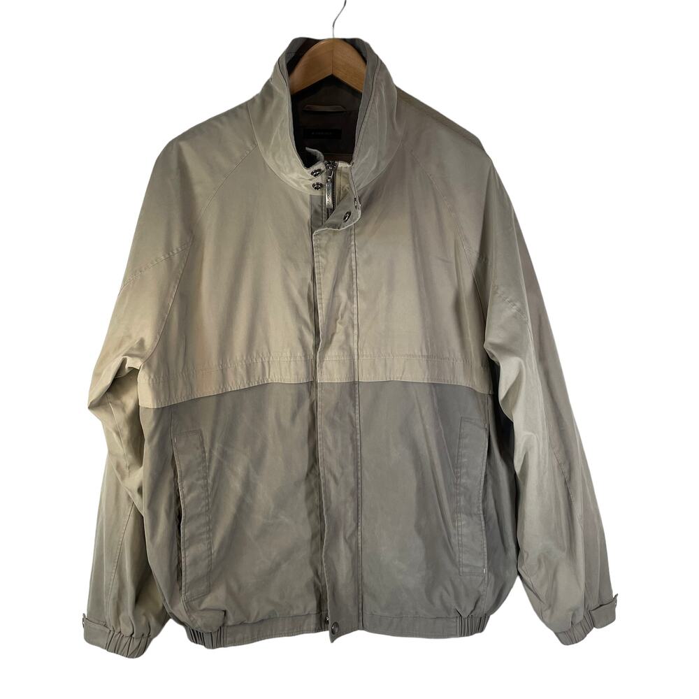 CLAIBORNE Outerwear Mens Microfiber Full Zip Jacket Khaki Gray Large Lightweight